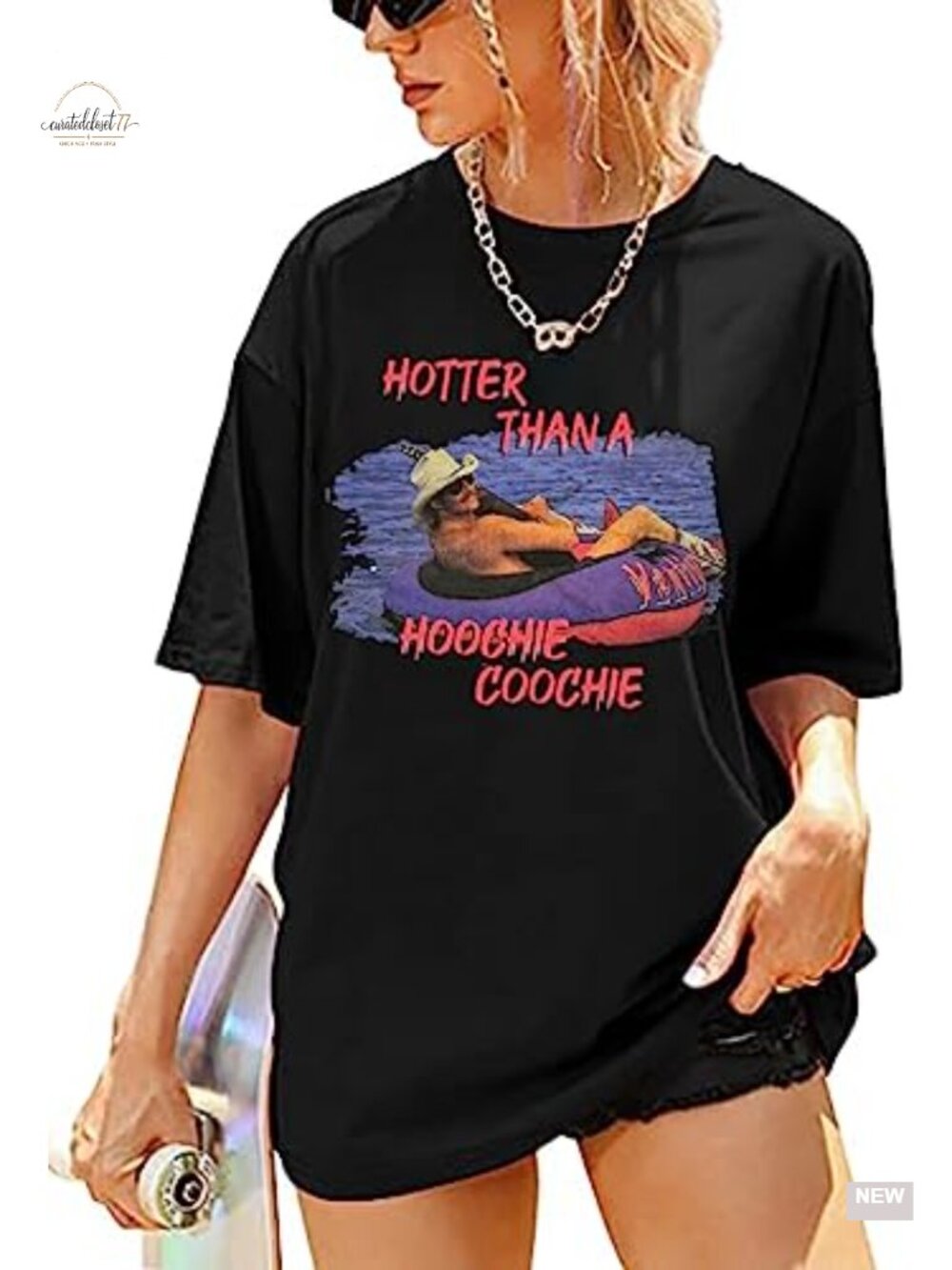 Women's Oversized Cotton Blend T-Shirt Retro Graphic Country Music Tee Summer